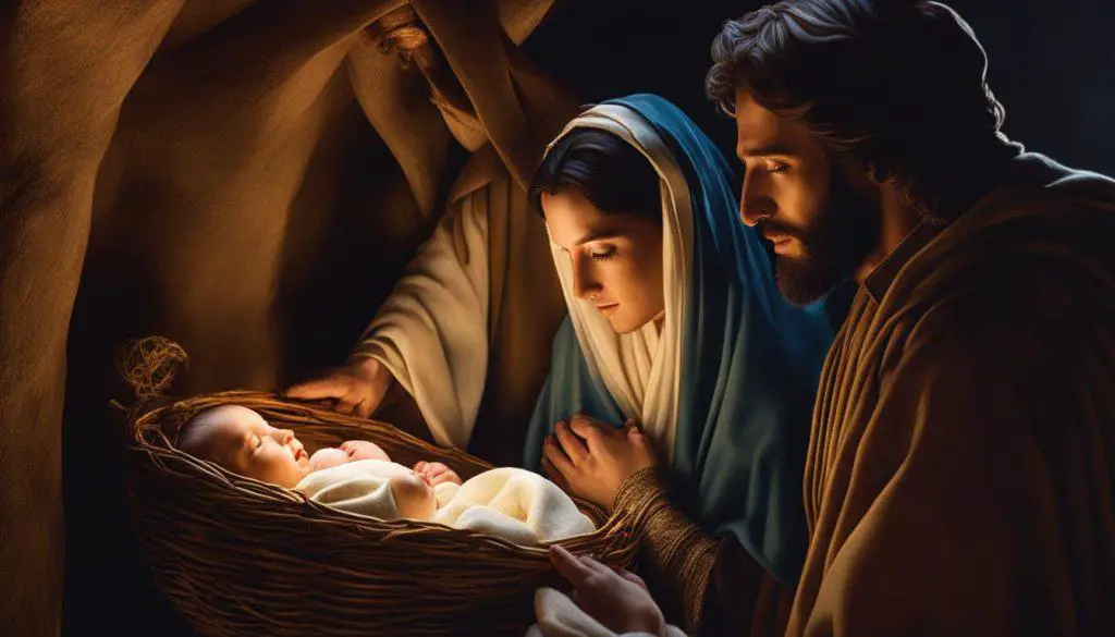 Mary and Joseph with baby Jesus
