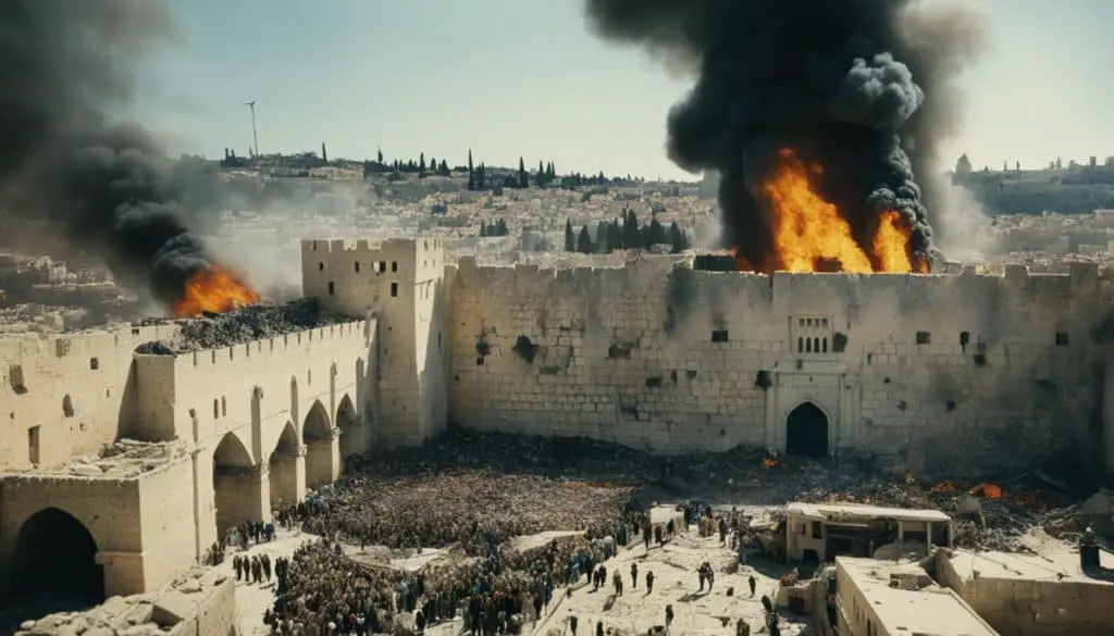 Walls of Jerusalem during destruction