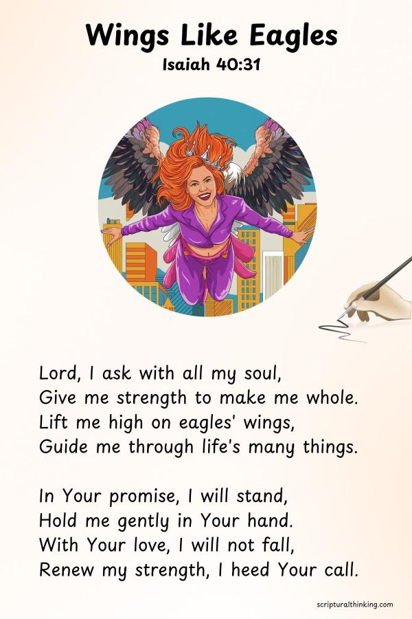 Lift me high on eagles' wings