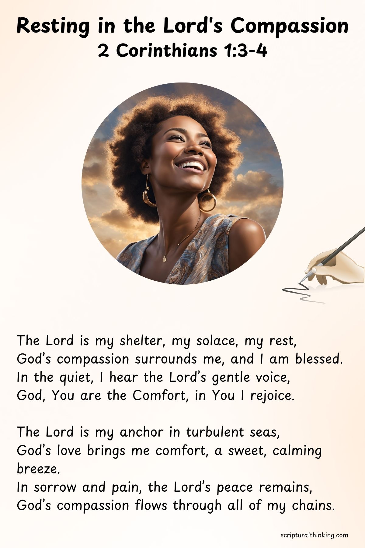 Resting in God’s compassion brings peace beyond understanding. This poem seeks the fulfillment of God's promise to be the compassionate Father who comforts us in every trial.