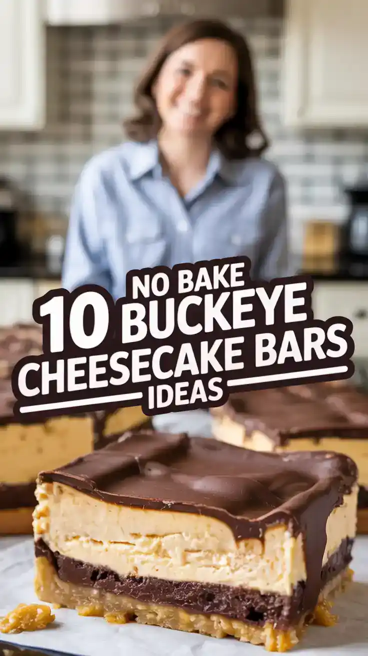 No Bake Buckeye Cheesecake Bars