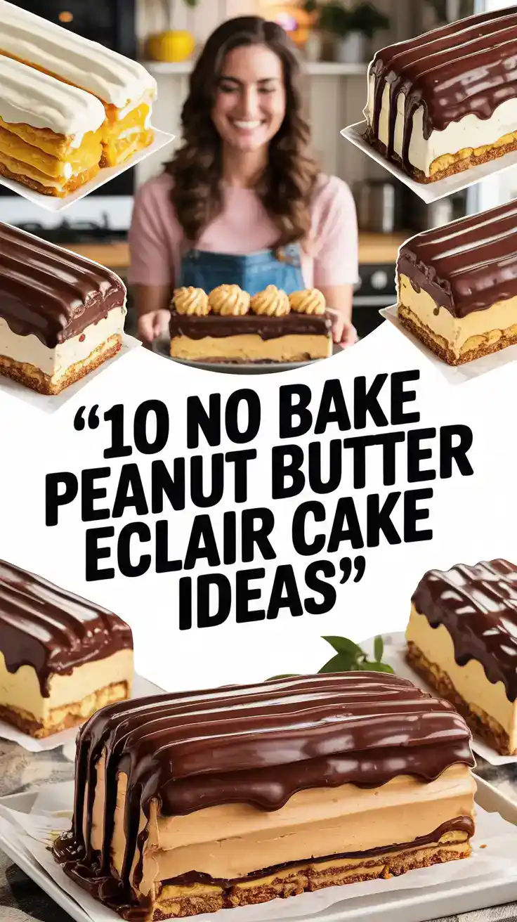 No Bake Peanut Butter Eclair Cake