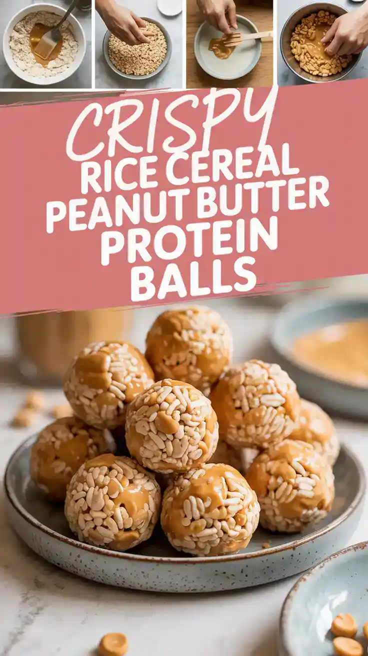 Crispy Rice Cereal Peanut Butter Protein Balls