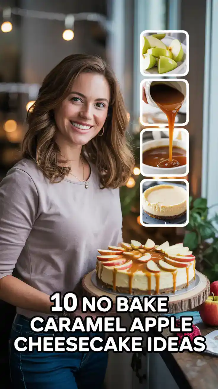 No Bake Caramel Apple Cheesecake