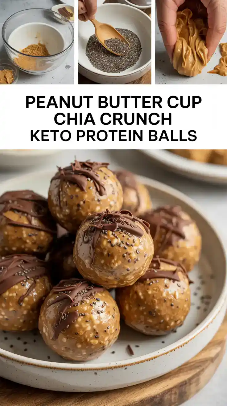 Peanut Butter Cup Chia Crunch Keto Protein Balls