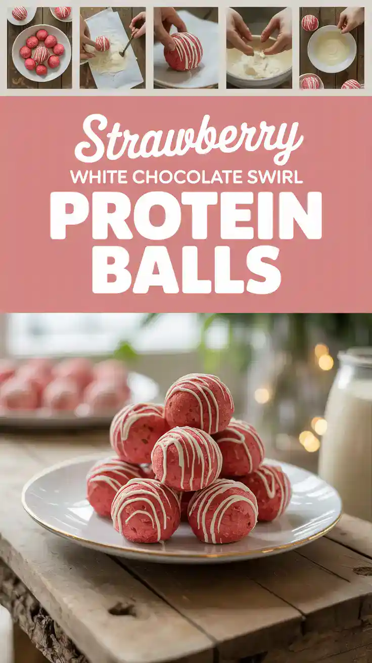 Strawberry White Chocolate Swirl Protein Balls