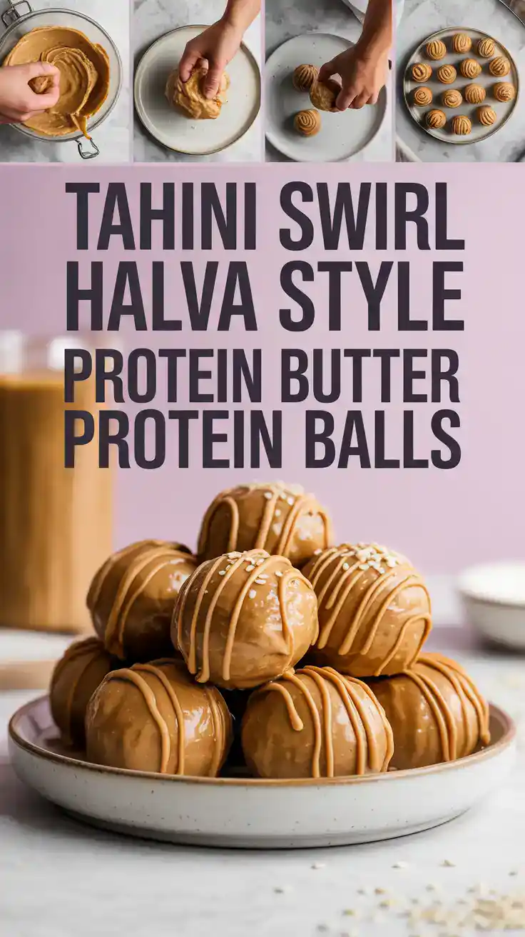 Tahini Swirl Halva Style Peanut Butter Protein Balls