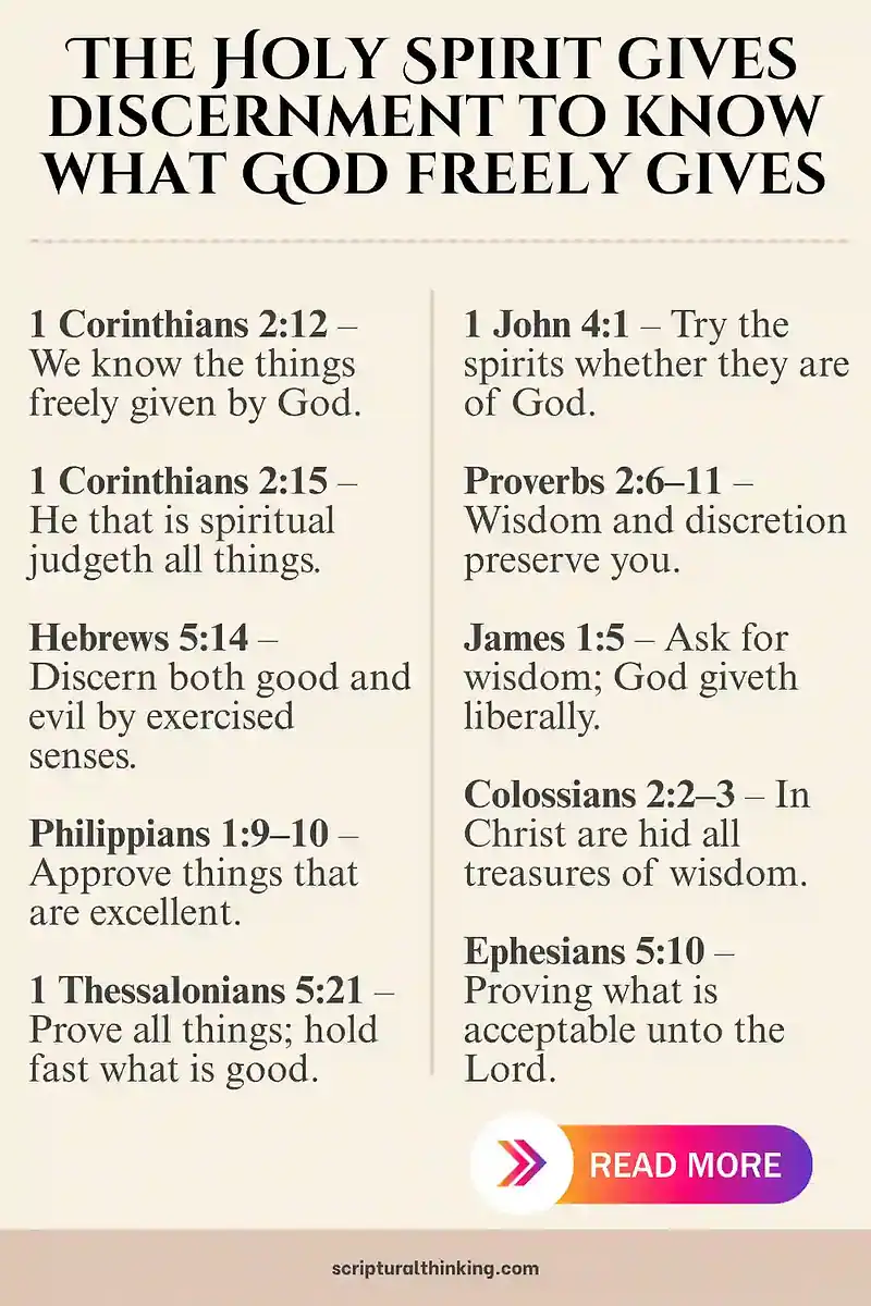 he Holy Spirit gives discernment to know what God freely gives