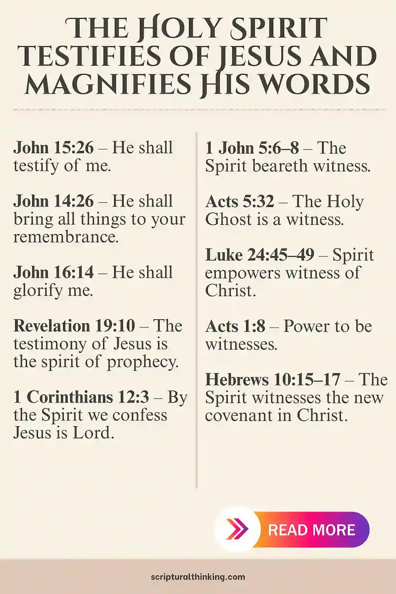 The Holy Spirit Testifies of Jesus and Magnifies His Words