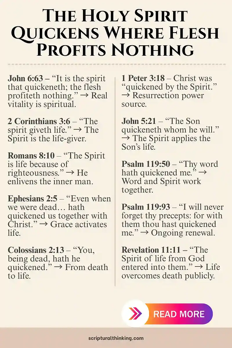 The Holy Spirit Quickens Where Flesh Profits Nothing